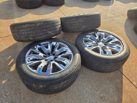 22" GMC Yukon Chevy Tahoe Escalade OEM chrome 95513 wheels rims BRIDGESTONE Texas Truck Tire