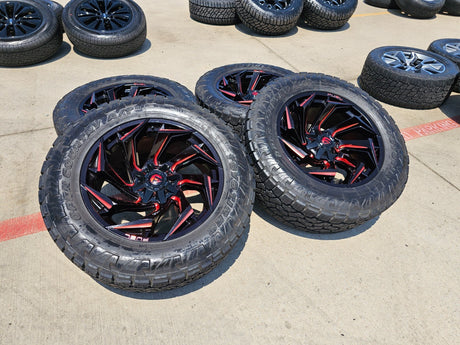 22x10 FUEL D775 Reaction Chevy Dodge Ram 2500 3500 wheels rims 37" 8x165 8x6.5 Texas Truck Tire