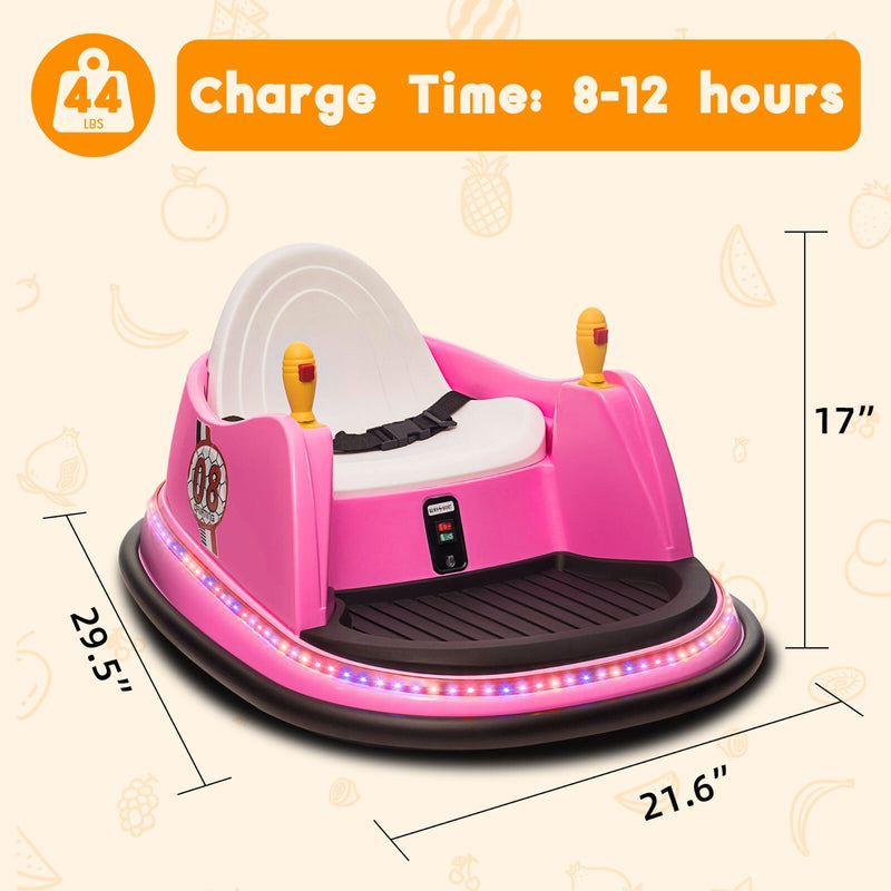 6V Kids Ride-On Bumper Car with Remote Control, 360° Spin and Flashing Lights for Toddlers