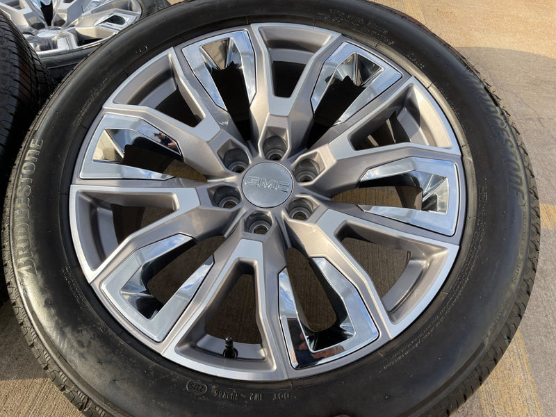22" GMC Yukon Chevy Tahoe Escalade OEM 95513 14134 wheels rims BRIDGESTONE NEW Texas Truck Tire