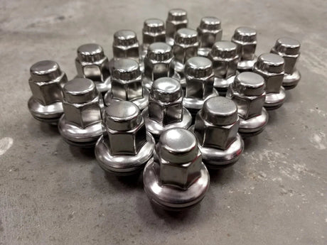 20) 14x1.5 OEM Toyota Tundra lug nuts washer polished LX570 Sequoia Land Cruiser Texas Truck Tire