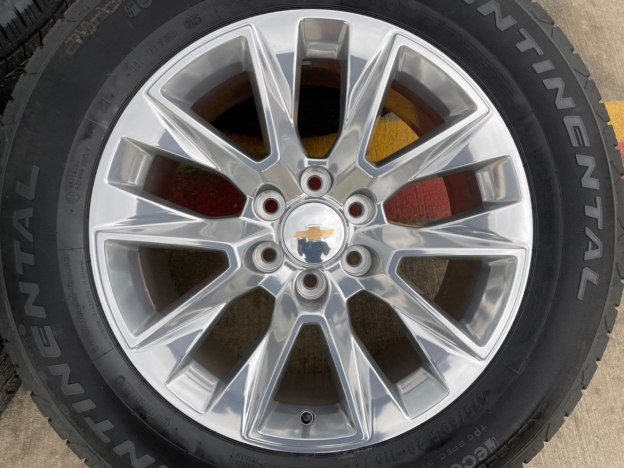 20" Chevy Tahoe Silverado 5920 OEM wheels rims GMC Yukon 2025 2026 CONTINENTAL Texas Truck Tire