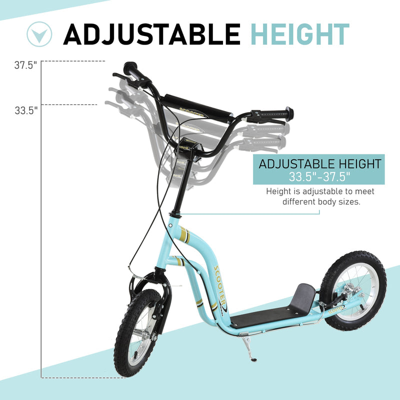 Youth Scooter with 12-Inch Inflatable Front Wheel and Dual Front & Rear Caliper Brakes