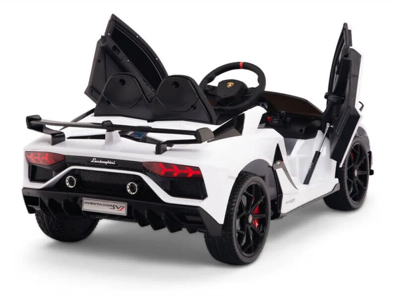 12V Lamborghini Aventador SVJ Kids Ride On Car with Remote Control, Leather Seats, and MP3 Player