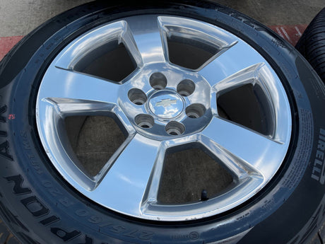 20" Chevy Silverado Tahoe Suburban OEM 5652 wheels rims tires PIRELLI A/T Texas Truck Tire
