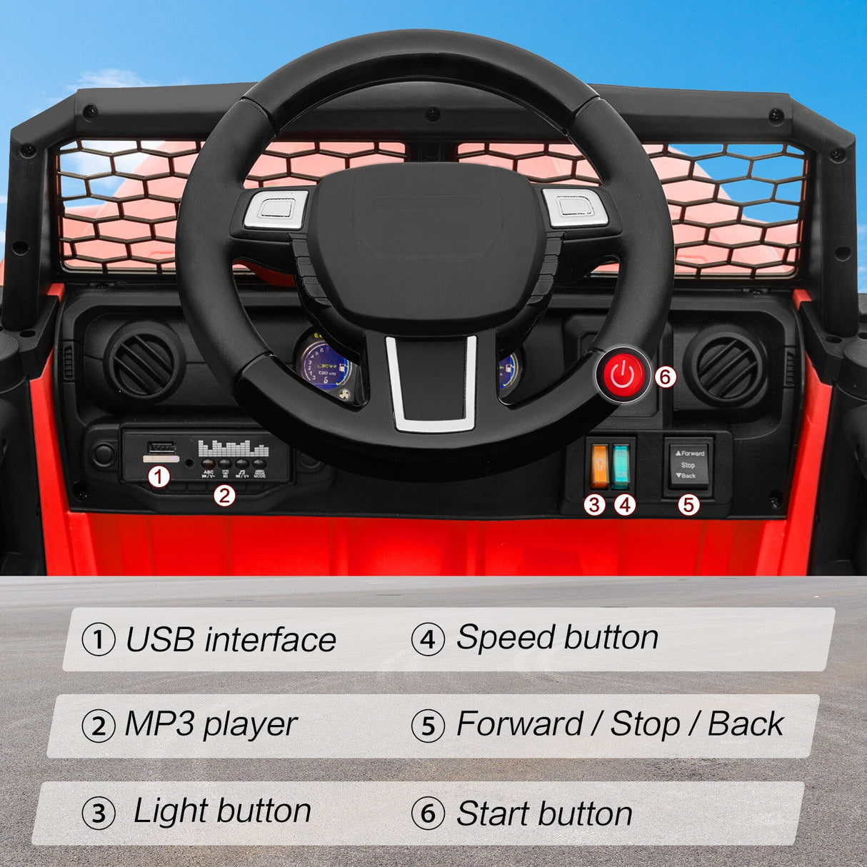 12V Kids Ride-On Truck with Remote Control, Power Wheels, and LED Lights