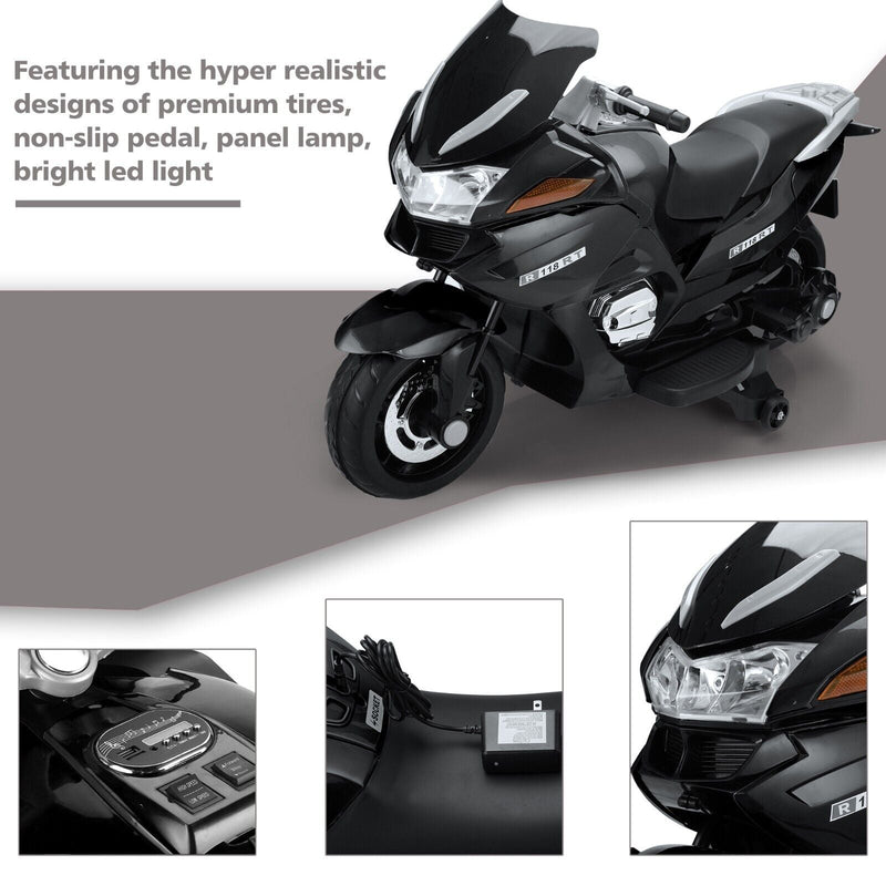 TOBBI 12V Kids Electric Motorcycle with Training Wheels - Dirt Bike Motorbike for Young Riders