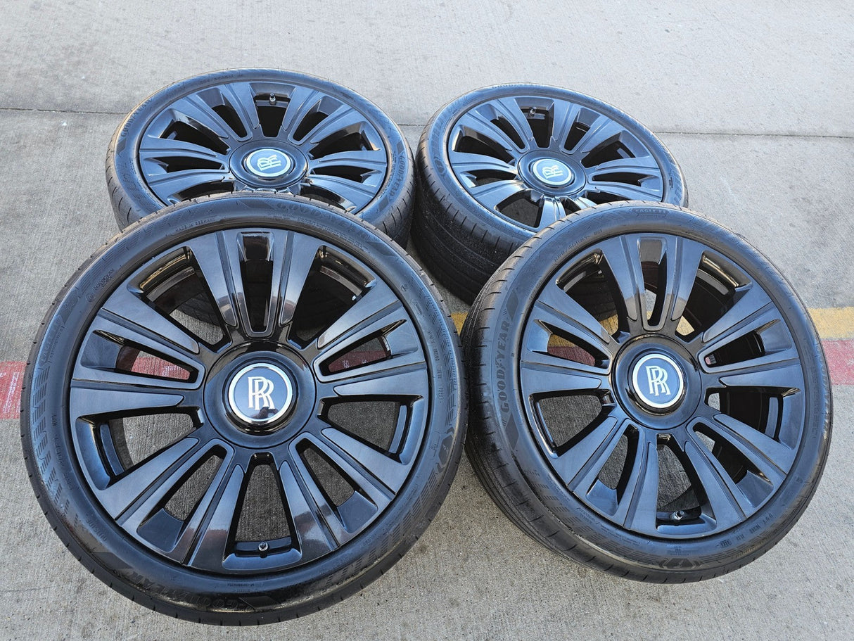 21" Rolls Royce Wraith Ghost Dawn OEM black wheels rims 5x120 tires Texas Truck Tire