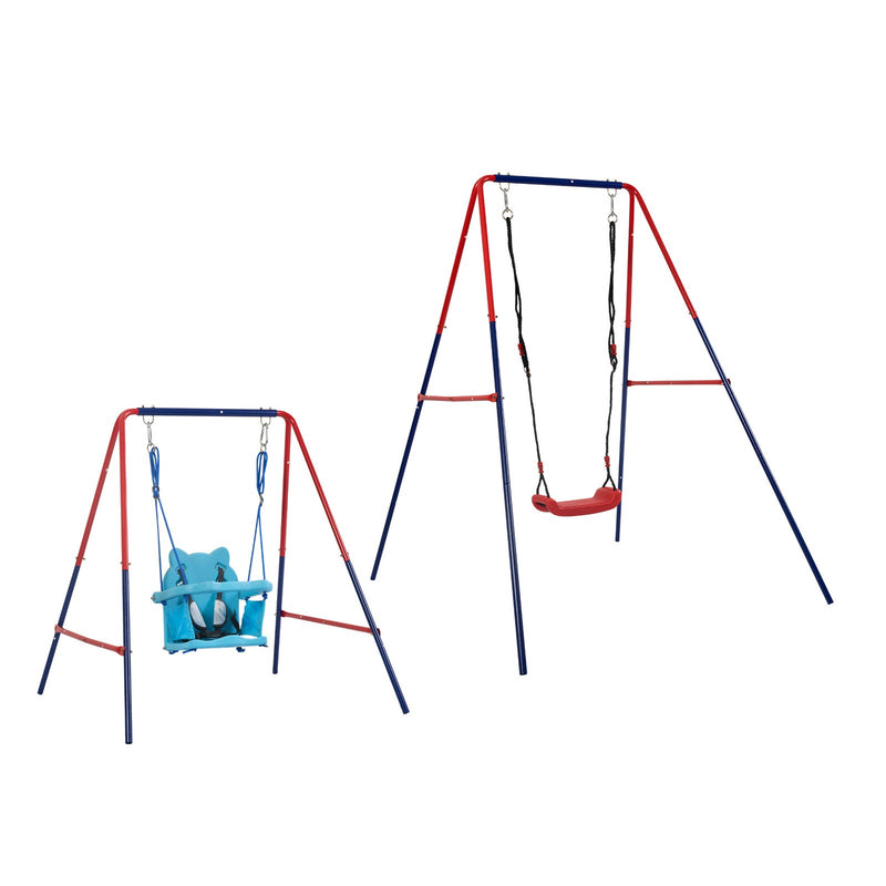 Green and Blue Baby Swing Set 2-in-1 Plastic Safe Mental Development Toy