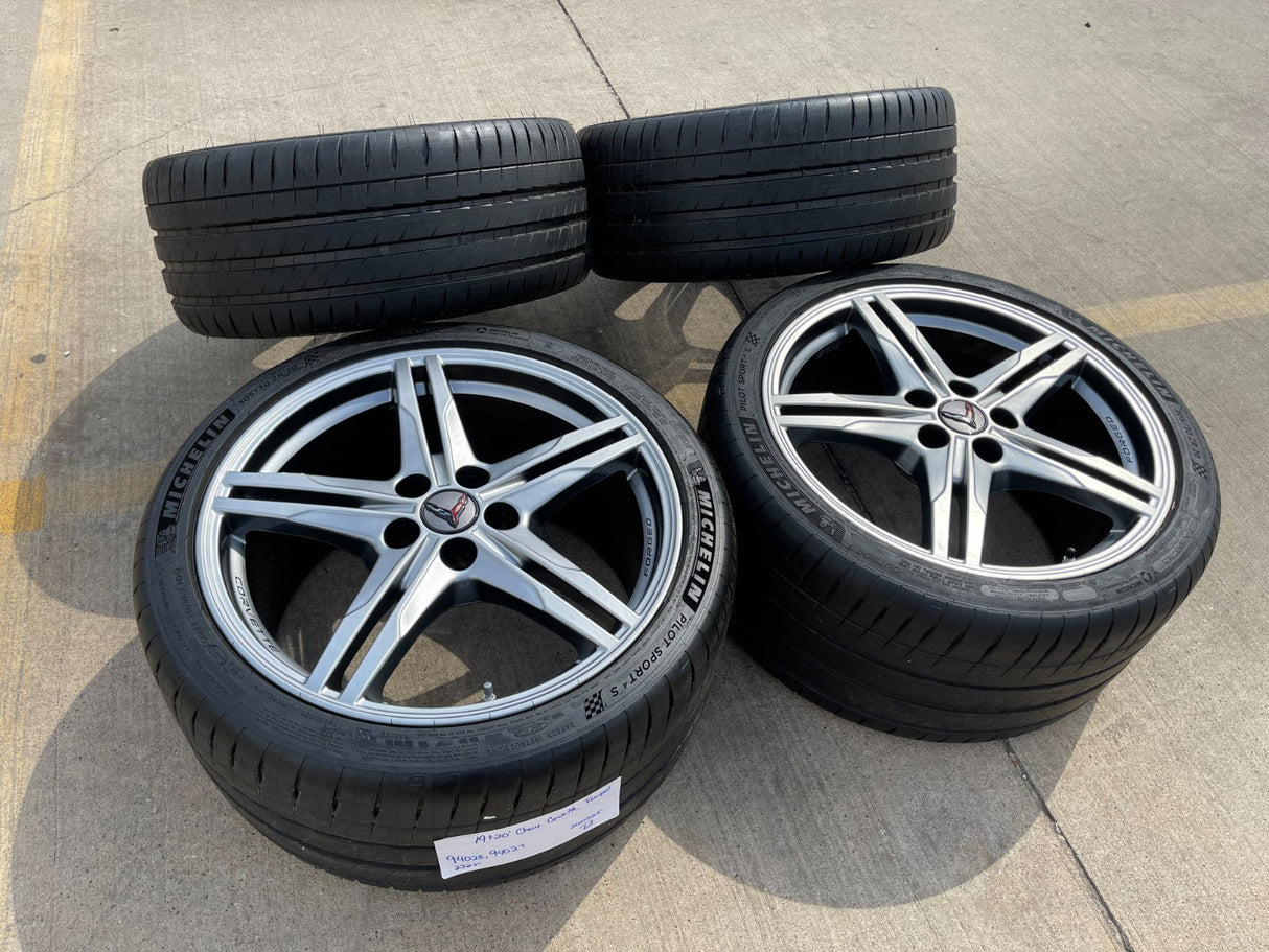 19" + 20" Chevy Corvette Z06 C8 OEM FORGED 94027 94028 wheels rims 2024 2026 Texas Truck Tire