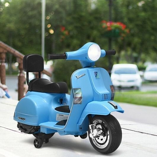 6V Kids Vespa Scooter Motorcycle for Toddlers in Dark Blue