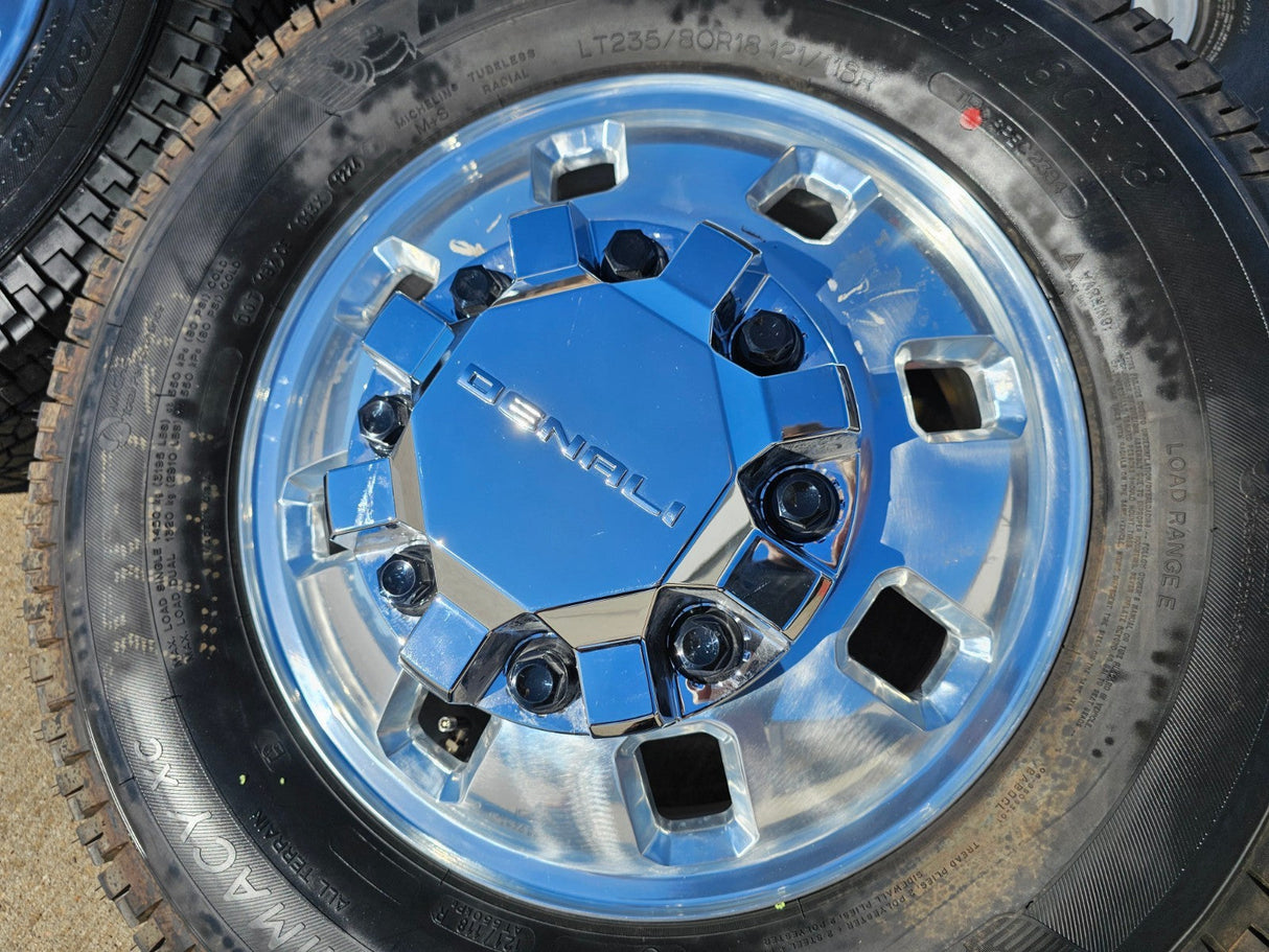 18" GMC Sierra 3500 DENALI Dually rims wheels OEM 14127 14129 8x210 MICHELIN NEW Texas Truck Tire
