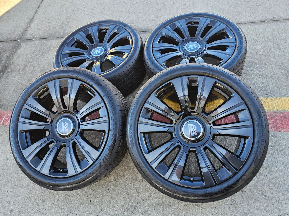 21" Rolls Royce Wraith Ghost Dawn OEM black wheels rims 5x120 tires Texas Truck Tire