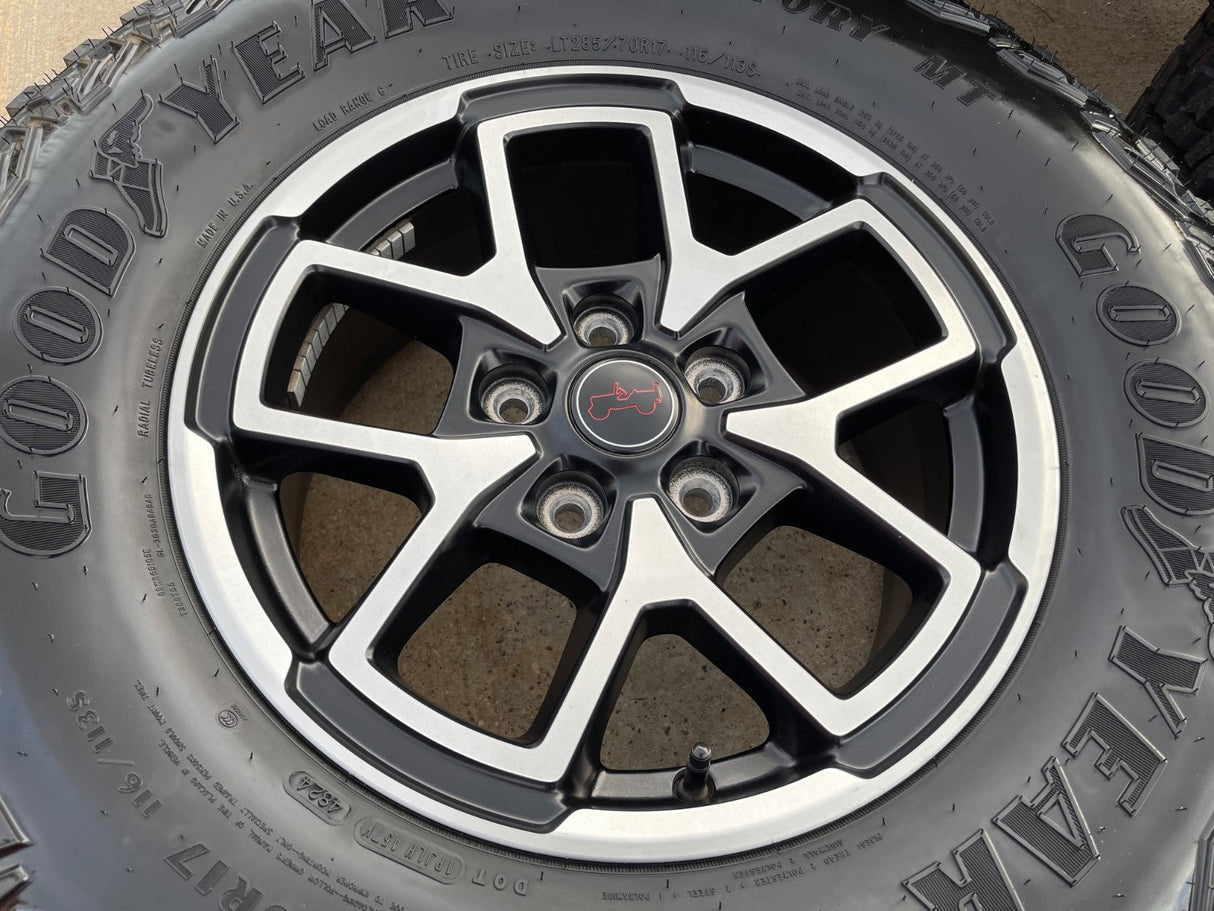17" Jeep Wrangler Rubicon OEM 95730 9327 wheels rims Gladiator GOODYEAR 33" NEW Texas Truck Tire