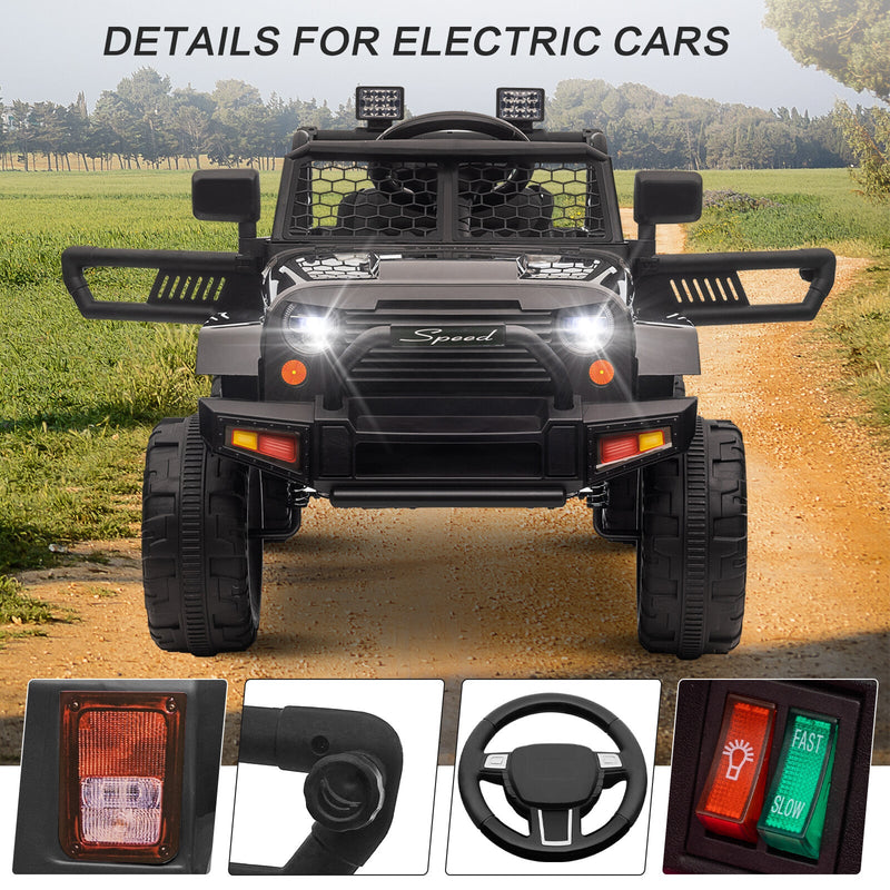 12V Kids Ride-On Truck with Remote Control, Power Wheels, and LED Lights