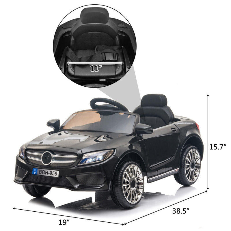Electric Ride-On Car for Kids with Remote Control and LED Lights - Black