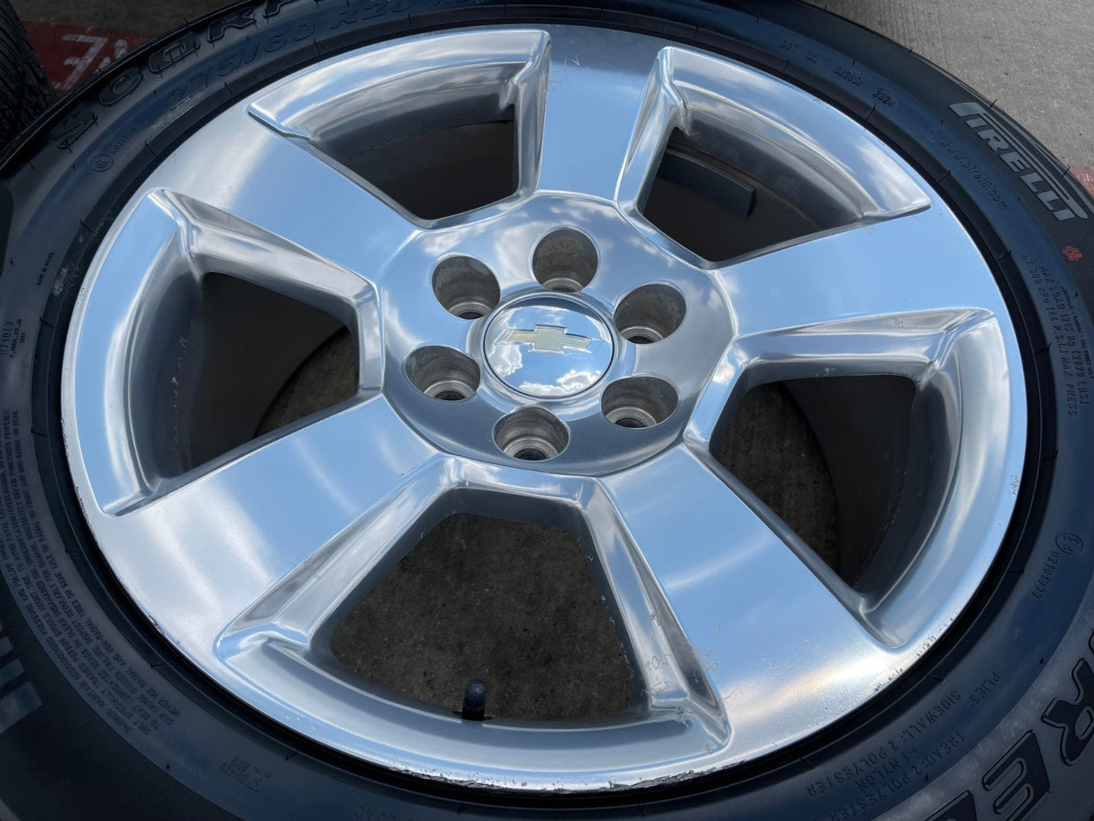 20" Chevy Silverado Tahoe Suburban OEM 5652 wheels rims tires PIRELLI A/T Texas Truck Tire