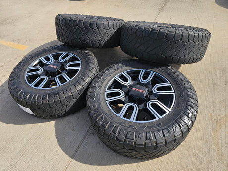 20" GMC Sierra AT4 2500 3500 OEM wheels rims 5950 Silverado NITRO 35" Texas Truck Tire