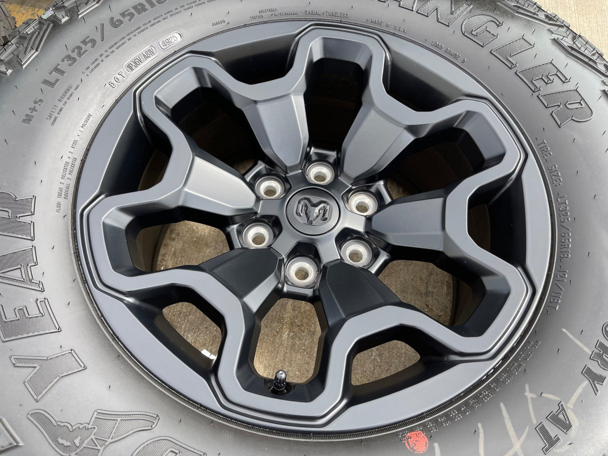 18" Dodge Ram 1500 TRX RHO Black OEM 66002 wheels rims TERRITORY A/T 35" NEW Texas Truck Tire