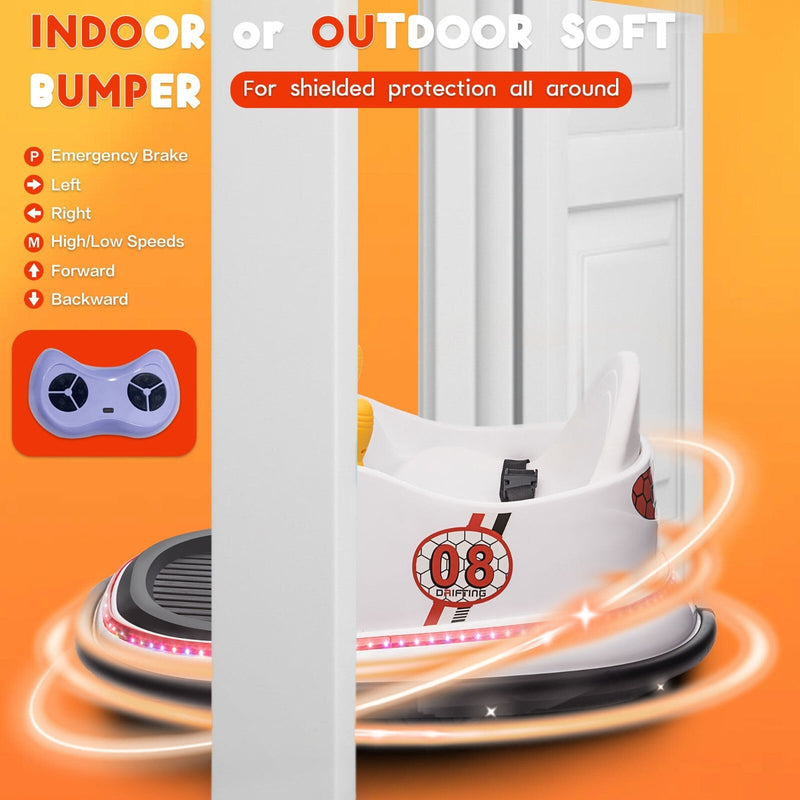 6V Kids Ride-On Bumper Car with Remote Control, 360° Spin and Flashing Lights for Toddlers