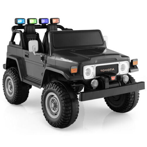 D12V 2-Seater Licensed Children's Ride-On Toyota FJ40 Vehicle with 2.4G Wireless Remote Control - Jet Black
