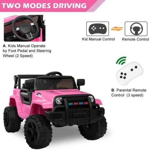 Electric 12V Pink Kids Ride-On Truck with 2.4G Remote Control and 3 Speed Modes