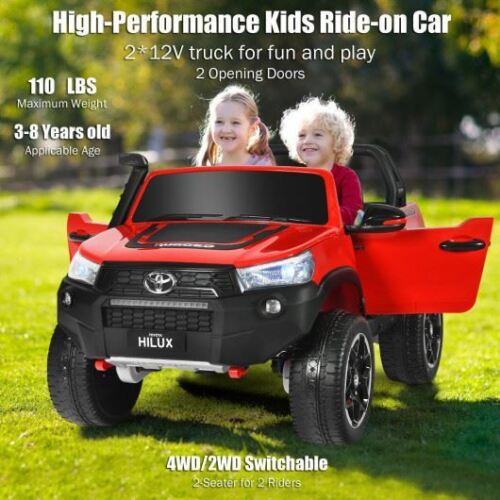 2*12V Official Toyota Hilux Ride On Truck Car 2-Seater 4WD with Remote Control and Custom Painted Exterior