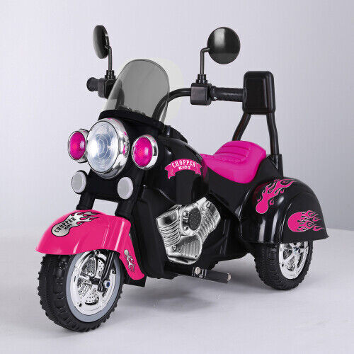 Electric 3-Wheel Chopper Motorcycle Toy for Kids with LED Headlights