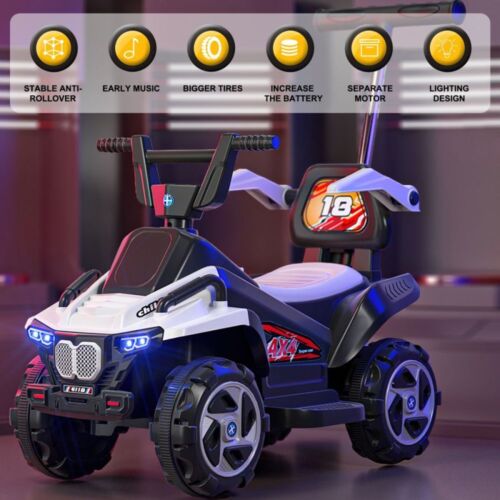 Electric ATV Ride-On Quad Car for Kids with LED Headlights and Bluetooth Connectivity