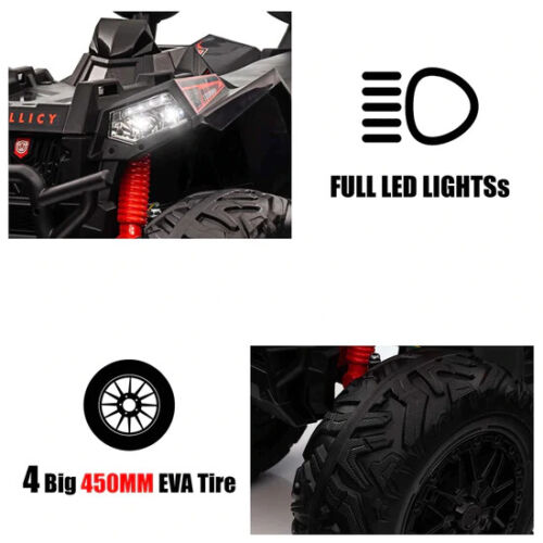 24V Children's Electric ATV Ride-On Toy, Rubber Tires, Hand Accelerator, Music Player, LED Illumination