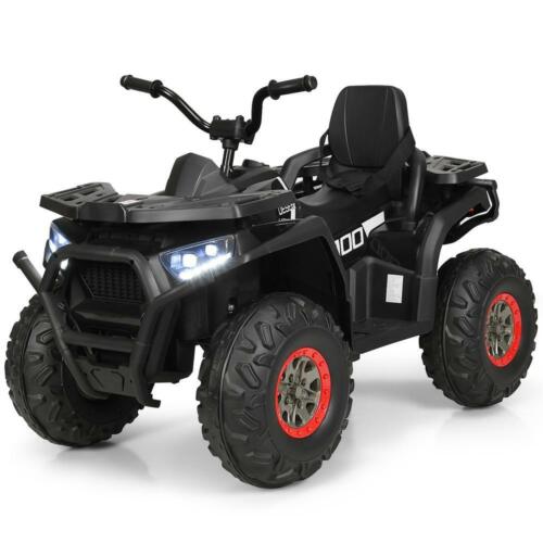 Kids Ride-On Toy Vehicle Quad ATV 14" - Black, MP3 Player, LED Lights - Suitable for 3+ Years