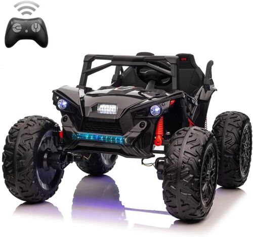24V Kids Car Power Wheel Ride on UTV Vehicle with Remote Control and LED Light - Black