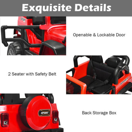 2-Seater Remote Control Ride-On Truck with Storage Room - 12V