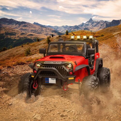 12V Battery Powered Electric Ride On Car for Kids with 2 Seats - Red, 8.4