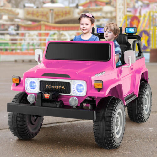 12V Two-Seater Licensed Children's Electric Toyota FJ40 Car with 2.4G Remote Control - Pink