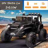 24V Electric Ride-On Truck for Kids with Remote Control, MP3 Player, LED Lights, and 3 Speeds - Seats 2