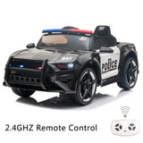 Police Sports Car Ride-On for Kids with Remote Control, LED Lights, Siren, and Microphone - 12V