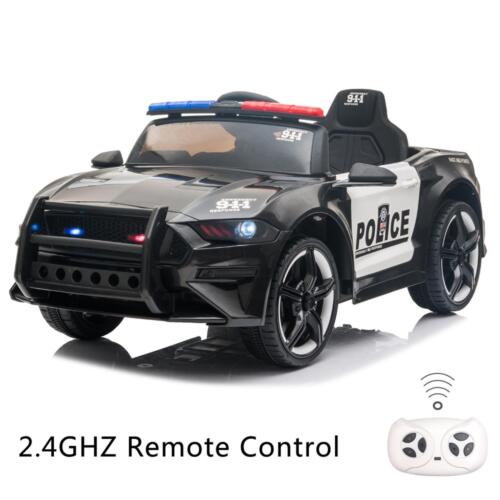 Police Sports Car Ride-On for Kids with Remote Control, LED Lights, Siren, and Microphone - 12V