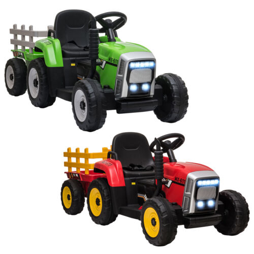 12V Electric Tractor with Trailer and Dual Motors for Kids