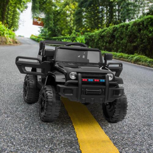 Black 12V Ride-On Truck for Kids with Parental Remote Control