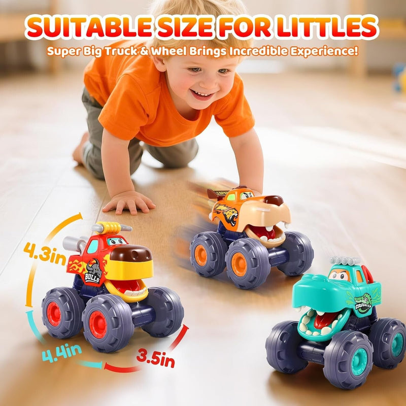 Pull-Back Monster Trucks for Toddlers (Ages 1-3) – Durable Educational Toy