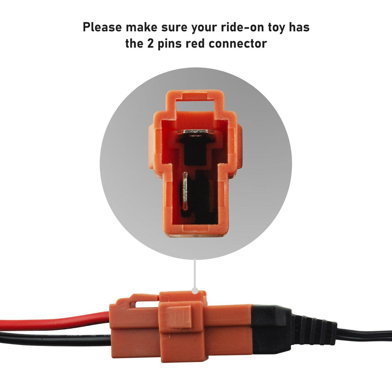 12-Volt Charger with Red 2-Pin Connector for Ride-On Vehicles
