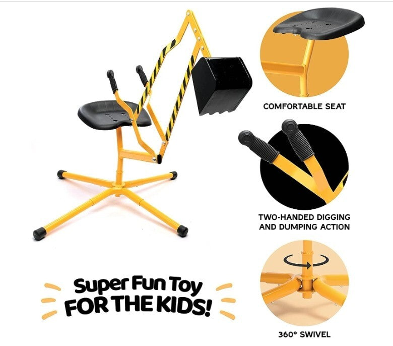 Kids Ride-On Sand Digger Excavator Toy for Outdoor and Beach Sandbox Play