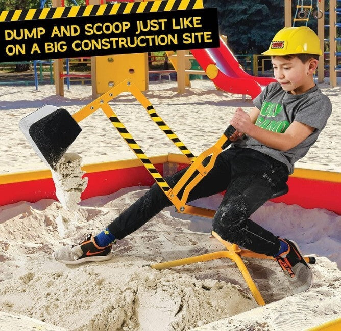 Kids Ride-On Sand Digger Excavator Toy for Outdoor and Beach Sandbox Play