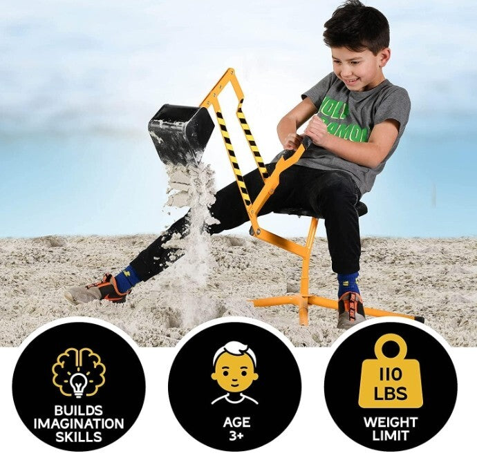 Kids Ride-On Sand Digger Excavator Toy for Outdoor and Beach Sandbox Play