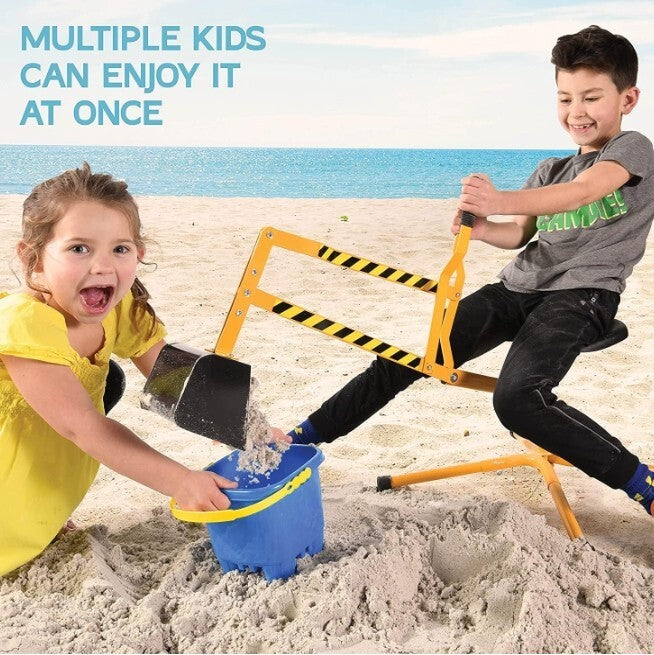 Kids Ride-On Sand Digger Excavator Toy for Outdoor and Beach Sandbox Play