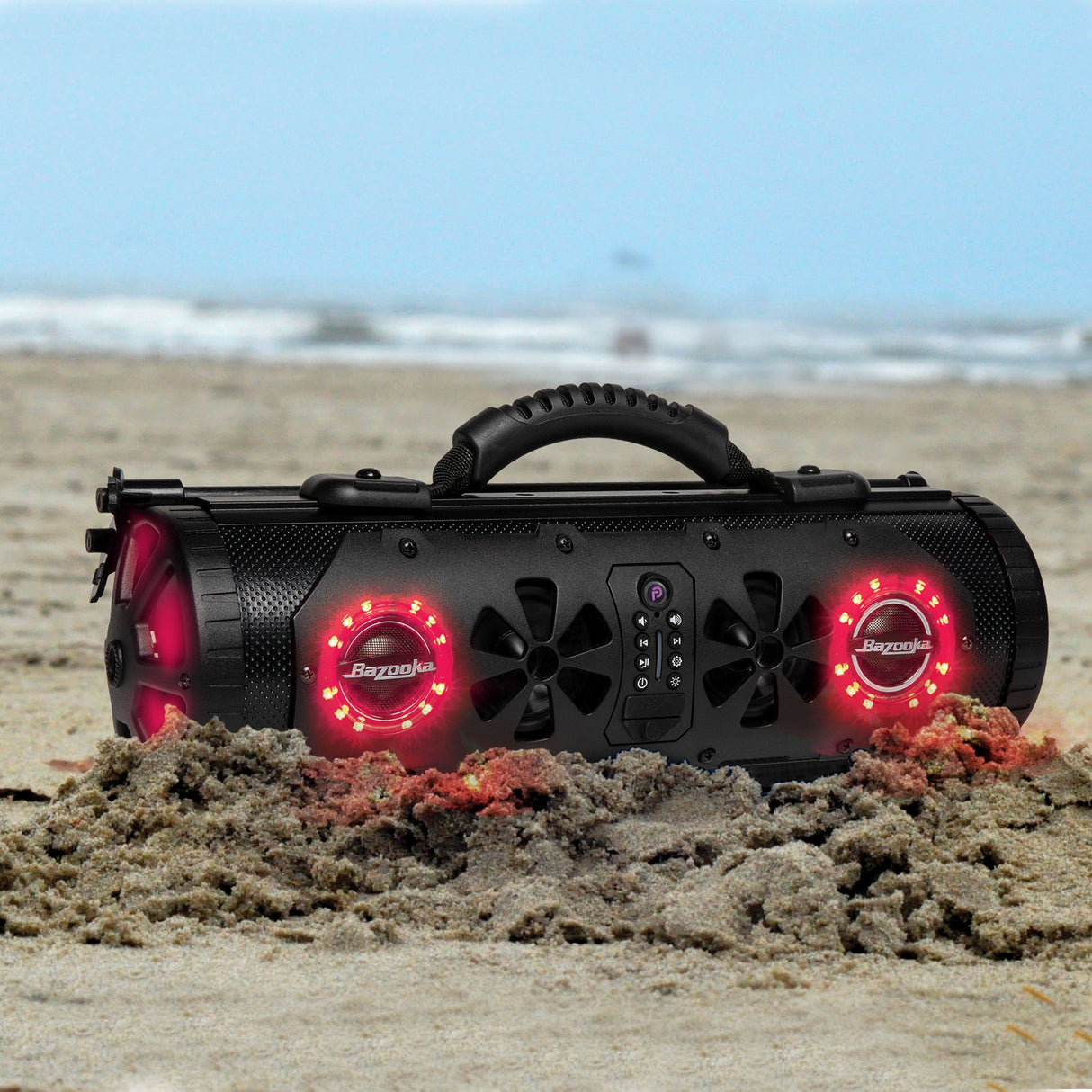 Bazooka G3 Party Bar MINI Portable Bluetooth Speaker | 70 Hours Battery Life | IP66 Waterproof | 450-watt MAX power | RGB-LED Lights | with one-click “Party Button” music-sharing technology | 6 Marine Grade Speakers Bazooka