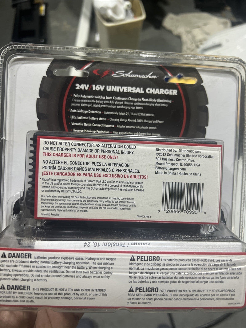 Universal 12V/16V/24V Battery Charger for Ride-On Toys