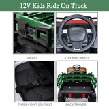 SEGMART 12V Ride-On Tractor Truck with RC Control and Trailer for Kids