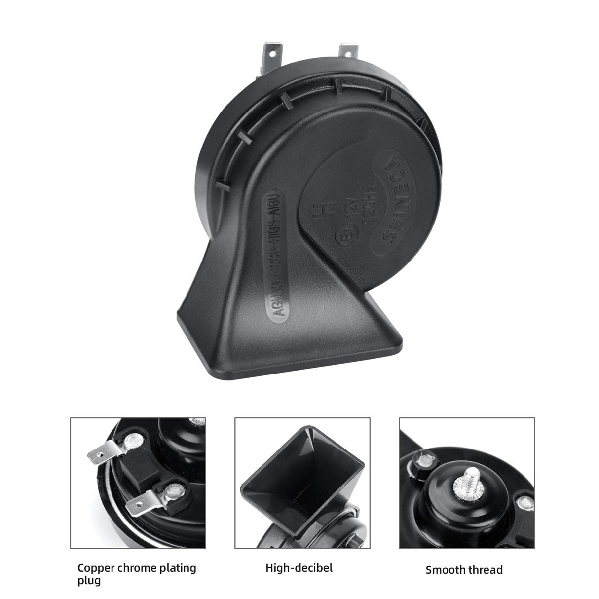 12V Waterproof Loud High Tone Snail Electric Car Horn Single